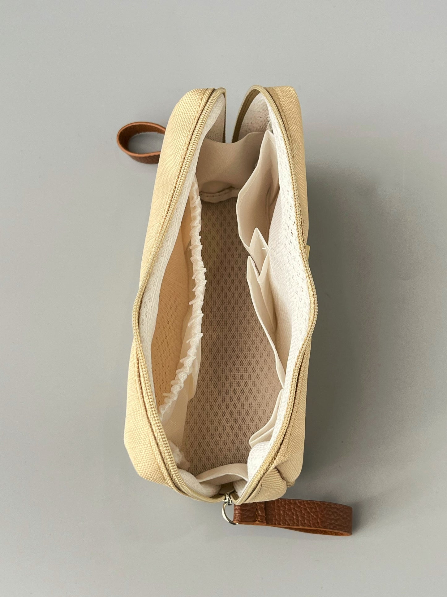 Dofre Beige Rustic Pouch – Stylish & Compact Makeup Organizer