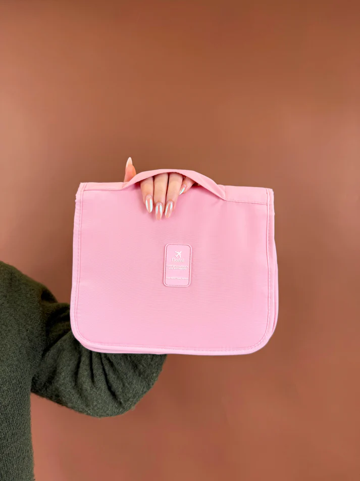 Small Foldable Toiletry Bag - Pink