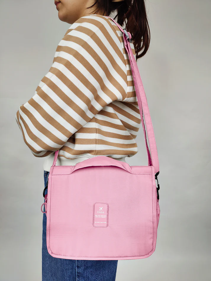 Small Foldable Toiletry Bag - Pink