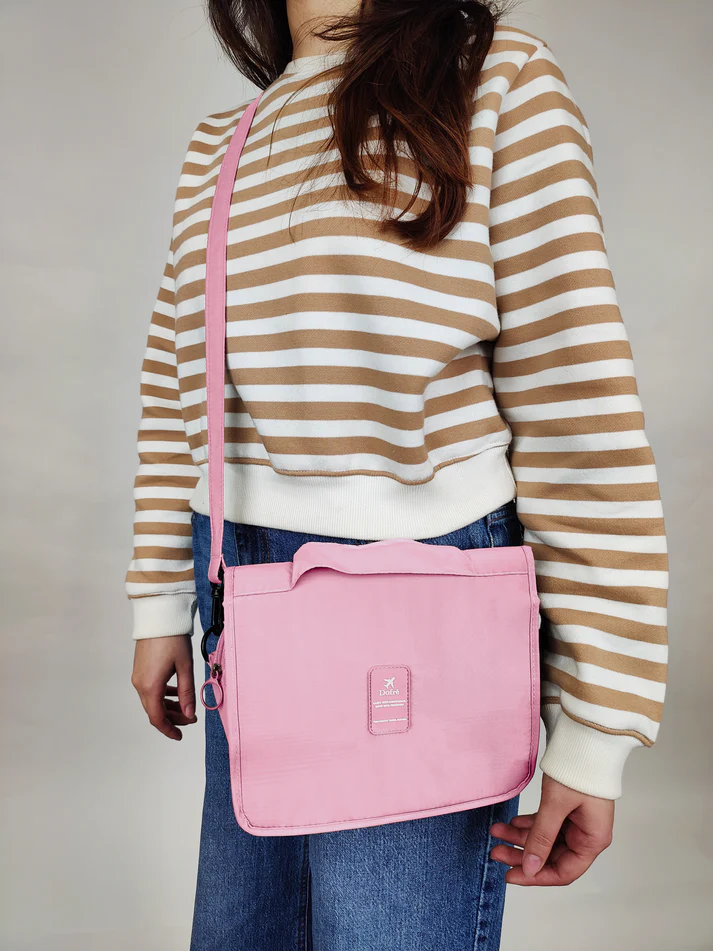 Small Foldable Toiletry Bag - Pink