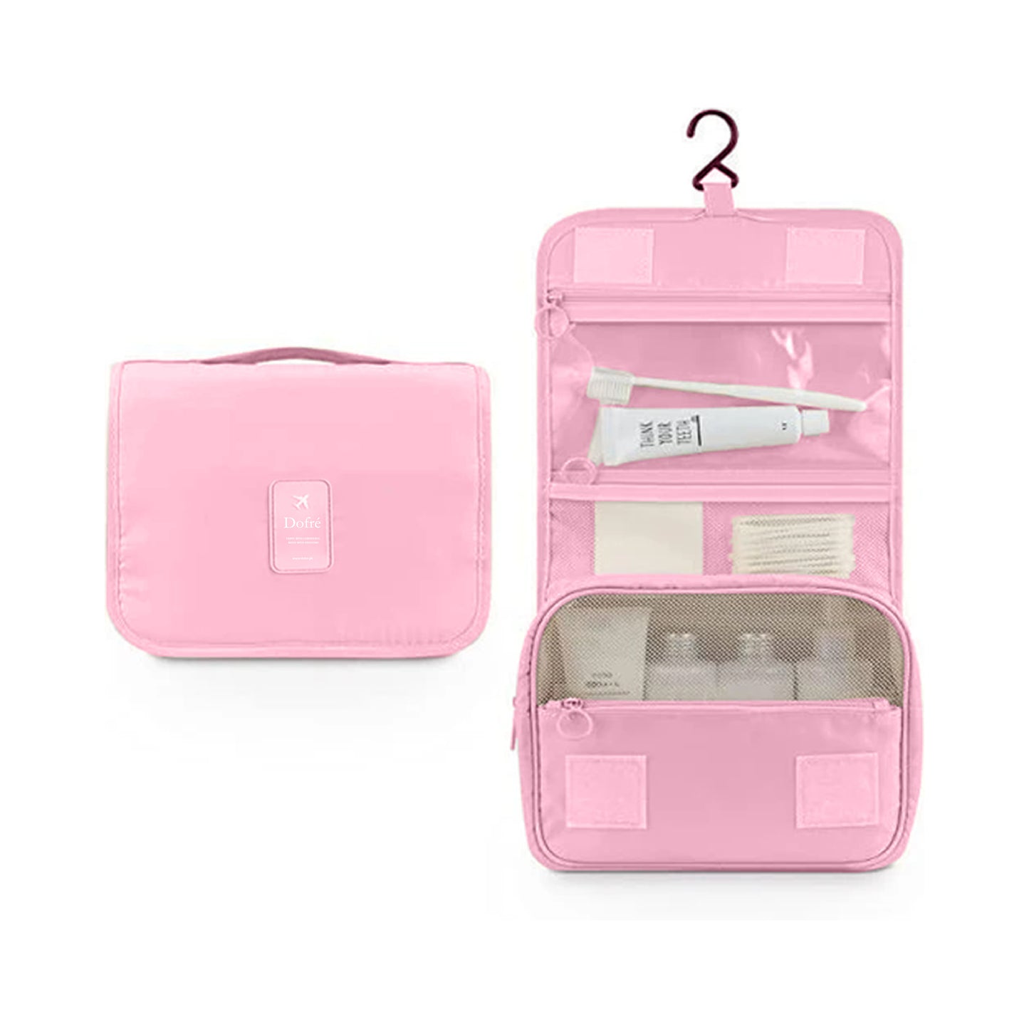 Small Foldable Toiletry Bag - Pink