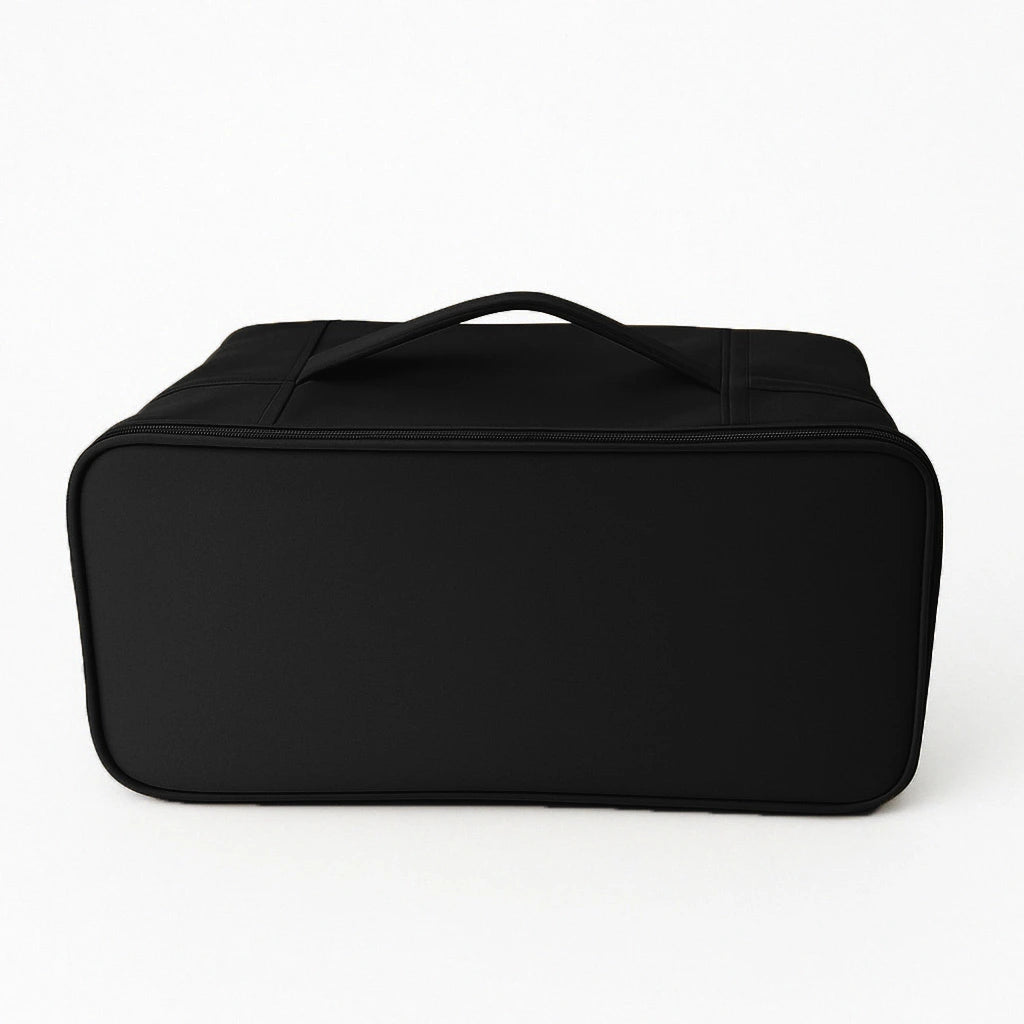 Travel storage bag for underwear and socks with multiple compartments.
