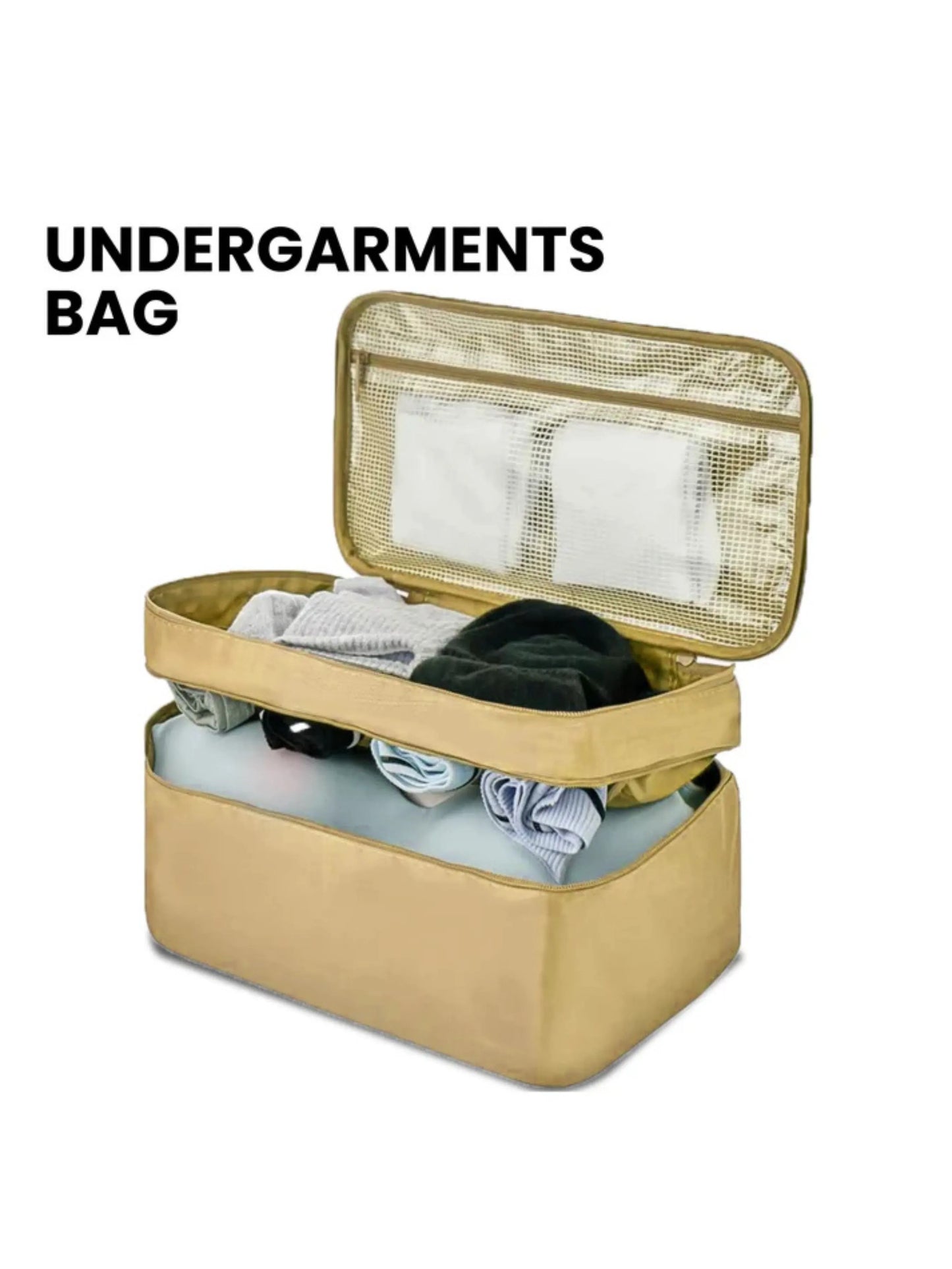 Beige undergarments organizer bag by Dofre — ideal for travel and daily storage.