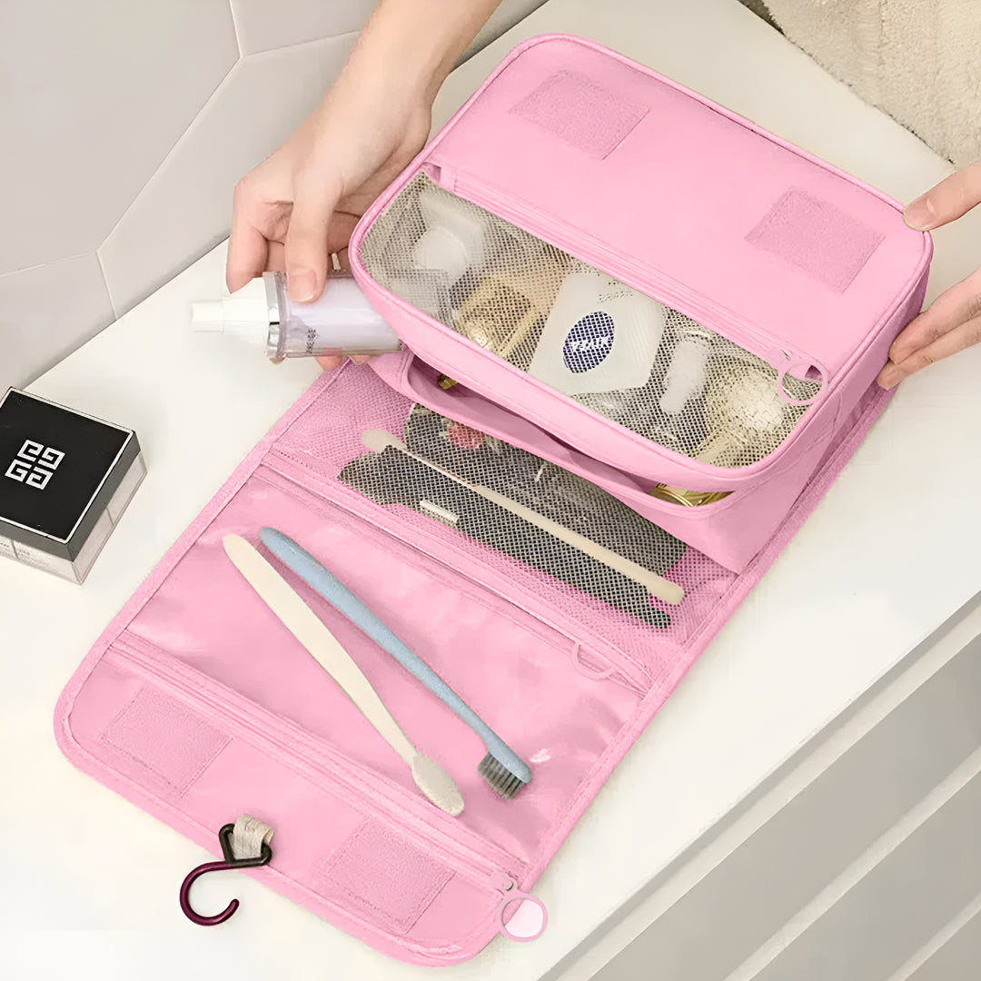 Small Foldable Toiletry Bag - Pink