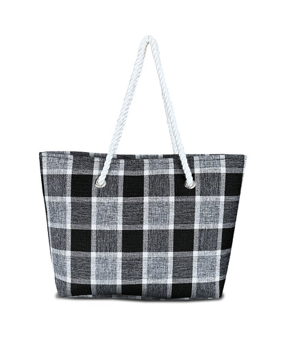Dofre Cleo Jute Handbag - Black and White